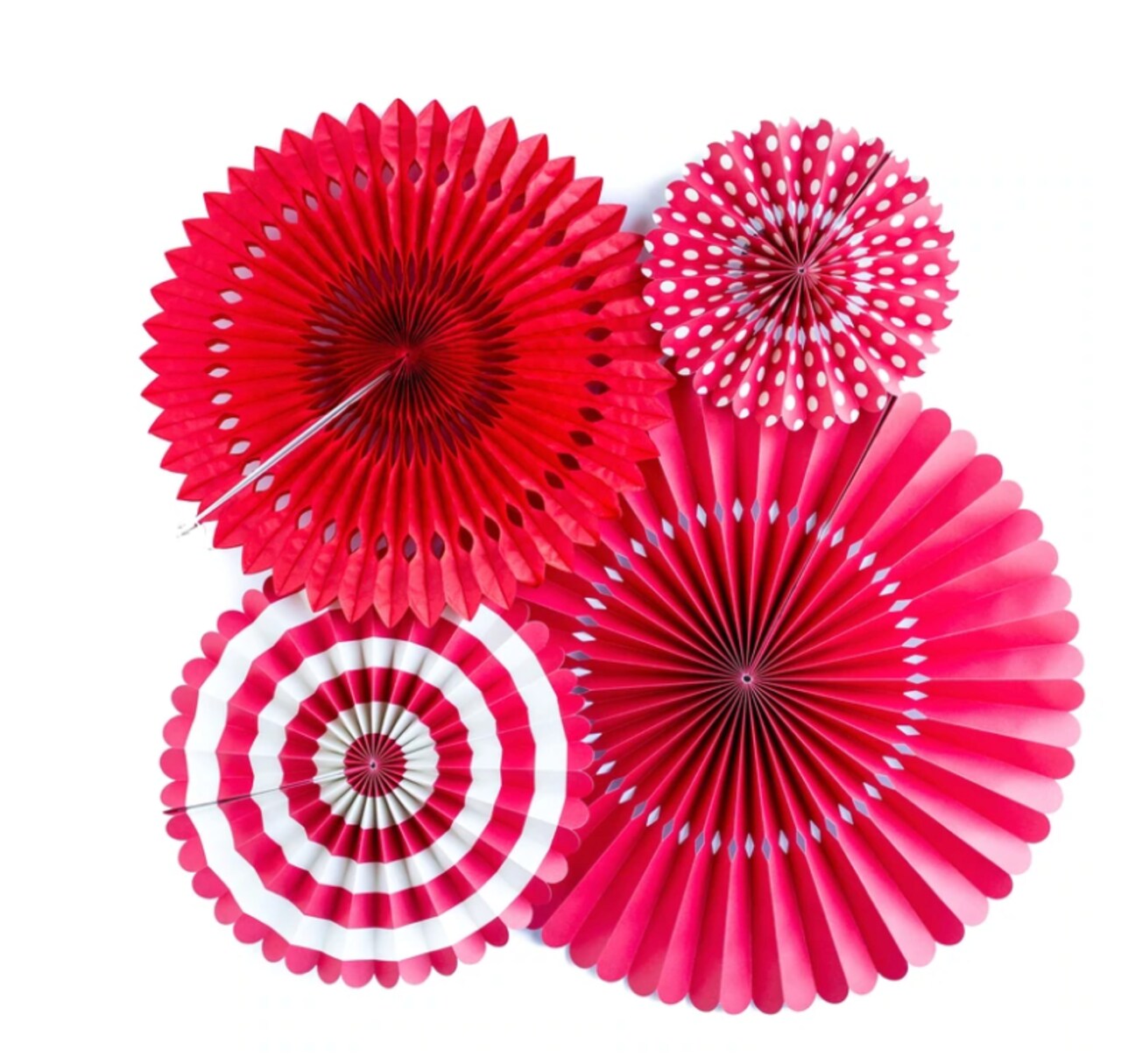 Bold Red Dots & Stripes Party Fans Perfect for Holiday, Christmas, Valentine’s Day, Graduation & Festive Events